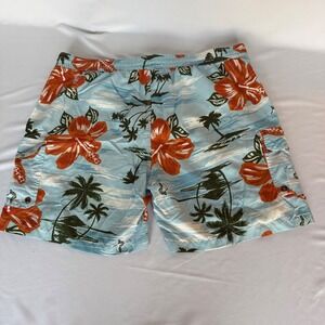 Caribbean Joe Mens XXL Swim Trunks Blue Hibiscus Surfer Cargo Board Shorts